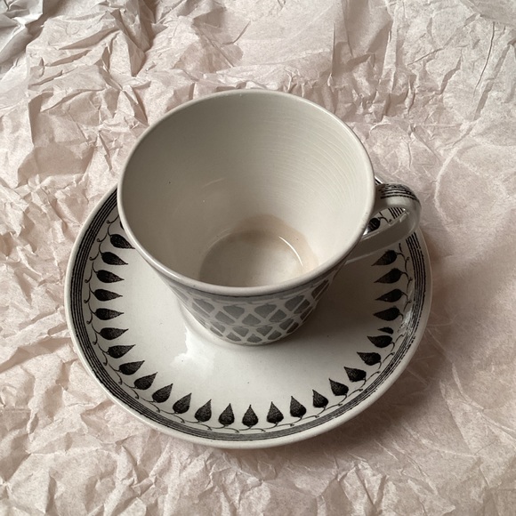 Upslsa Ekeby Gefel Sweden Cup & Saucer Lillemor black/white - Picture 6 of 11